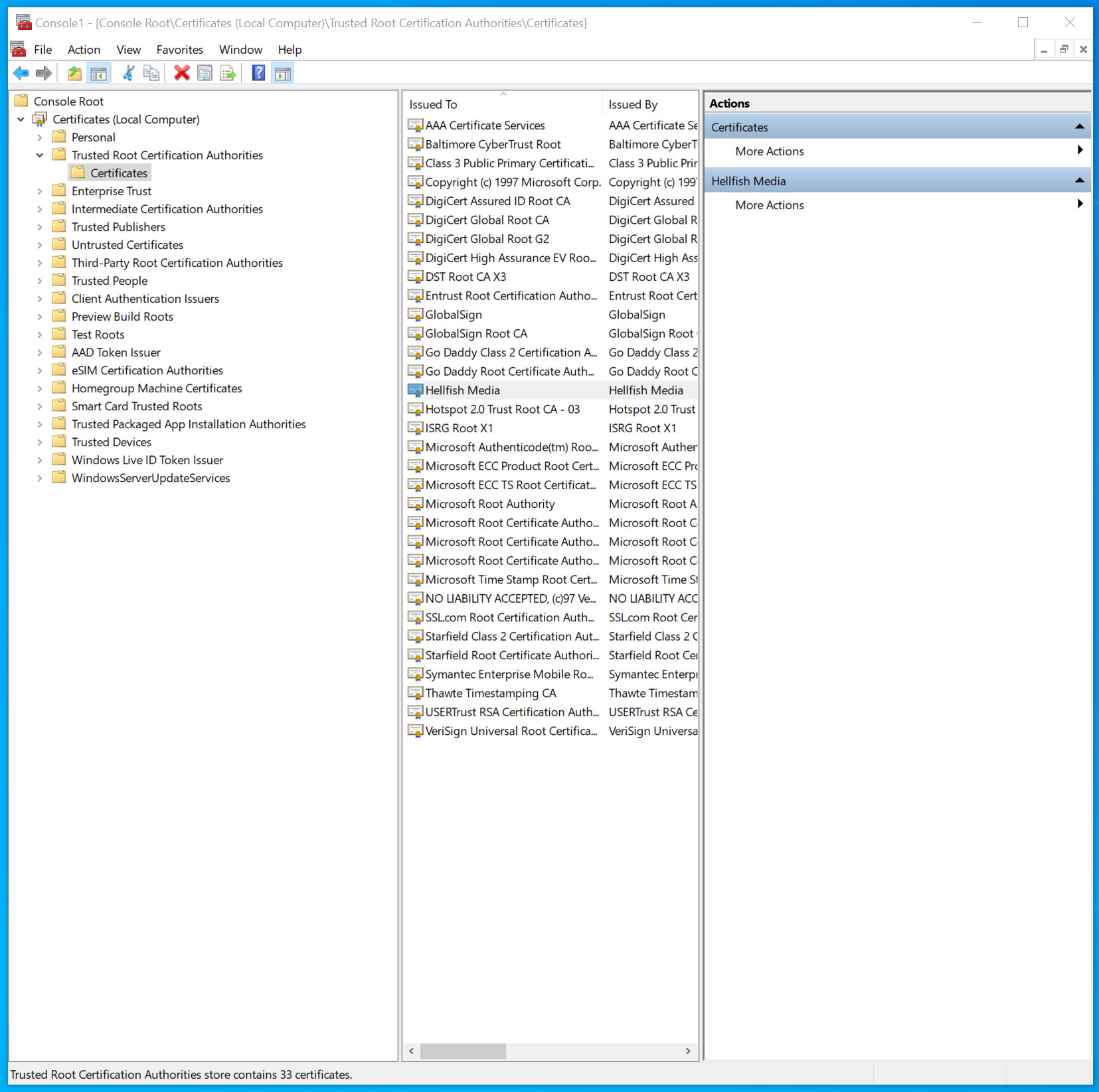 Windows 10 Trusted Certificate.